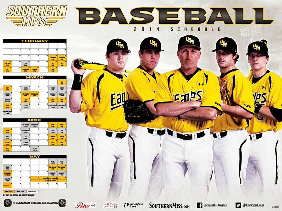 2014 Southern Miss Baseball Schedule Poster