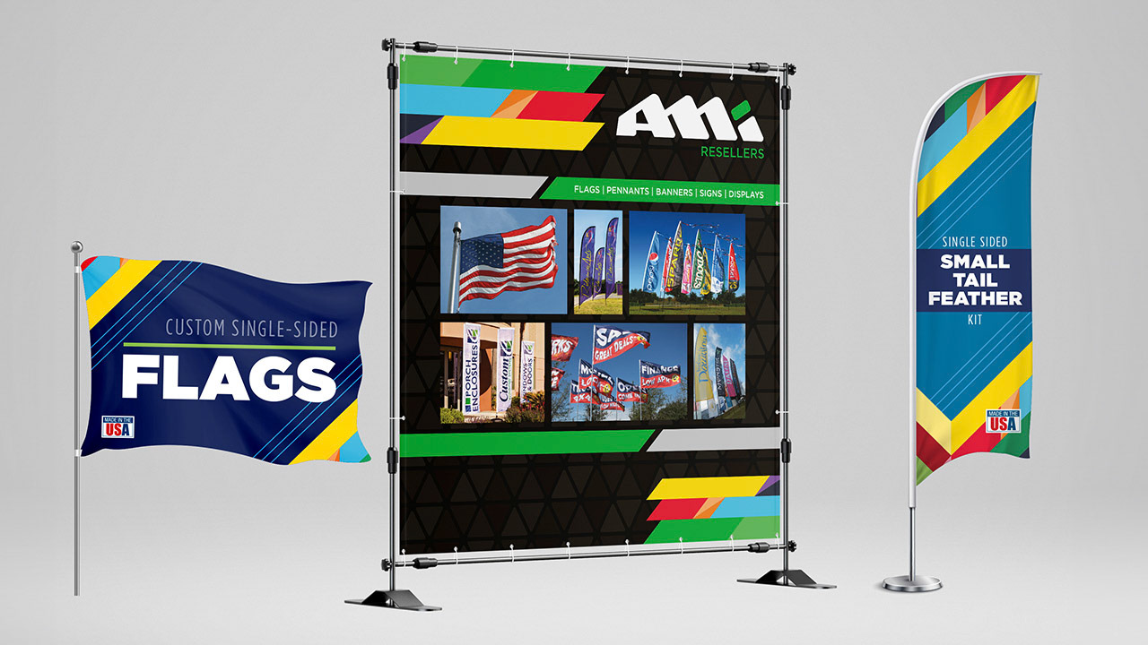 Trade Show Backdrop and Example Products (AMI Graphics)