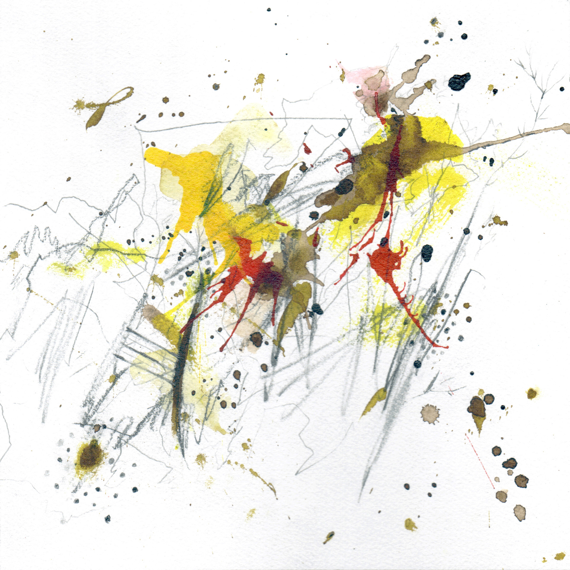 Part of Moving Drawing #1 Project – NC8x8 Drawing #6, 2021, 8"x8", pencil and color ink