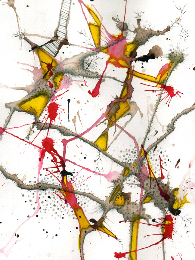 NC Drawing #5, 2021, 12"x9", pencil and color ink
