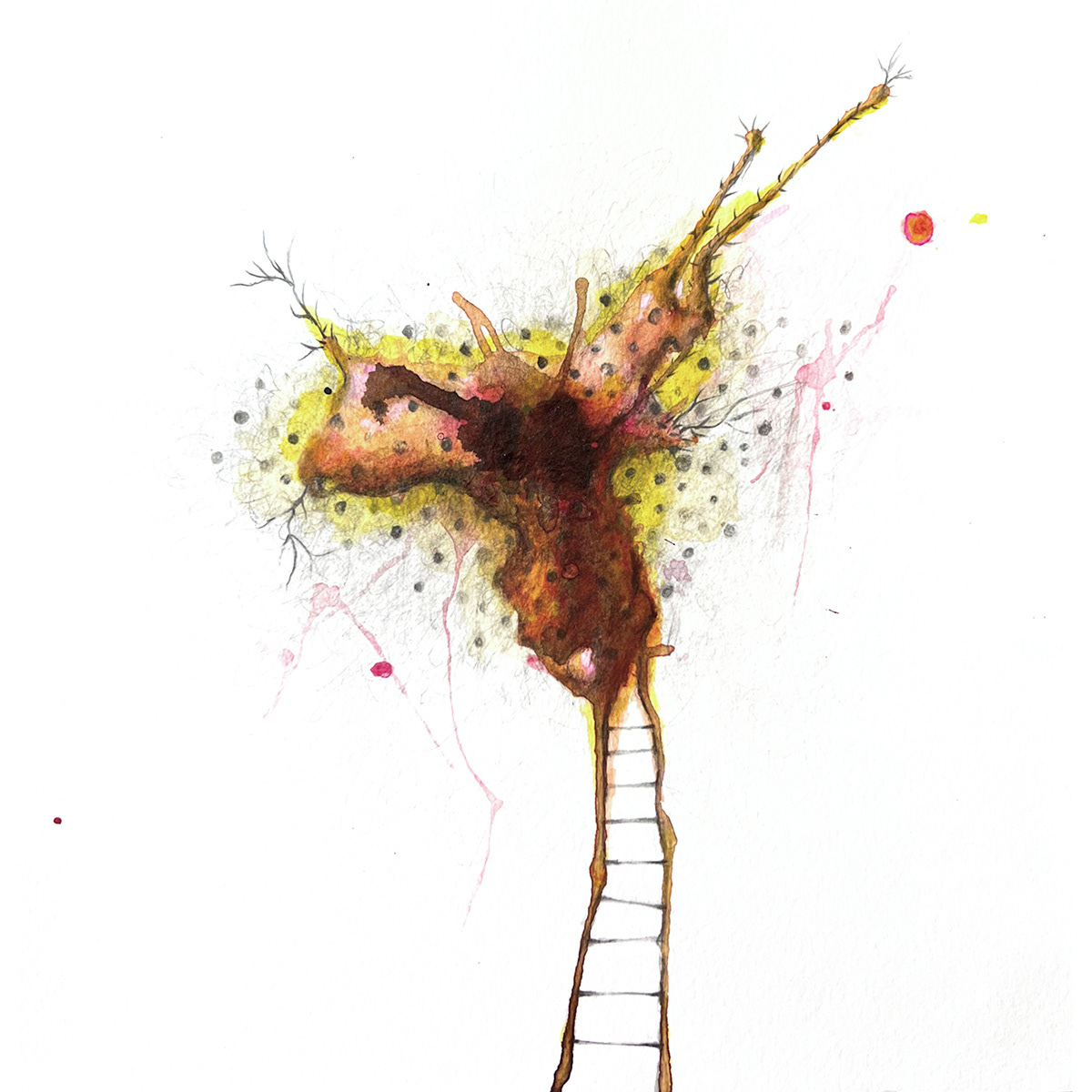 NC8x8 Drawing #34, Jan 02, 2025, 8"x8", pencil and color ink