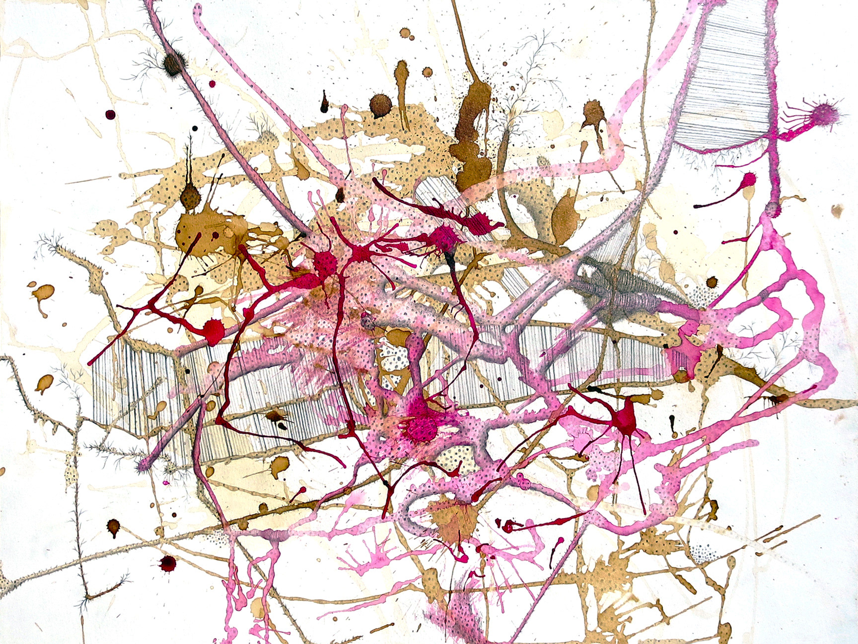 Big Drawing #4, 2014, 18"x24", coffee, pencil and color ink