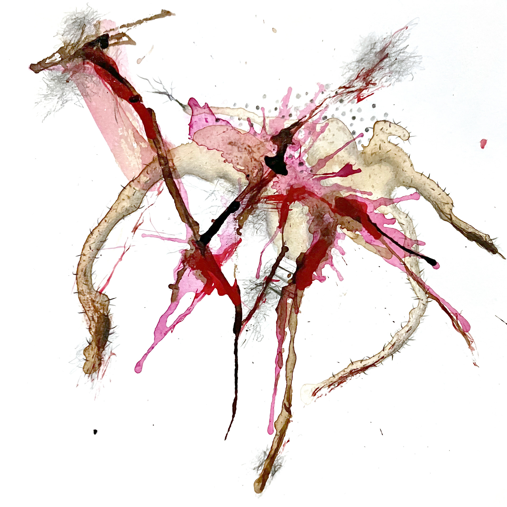 NC8x8 Drawing #16, February 15, 2023, 8"x8", pencil and color ink