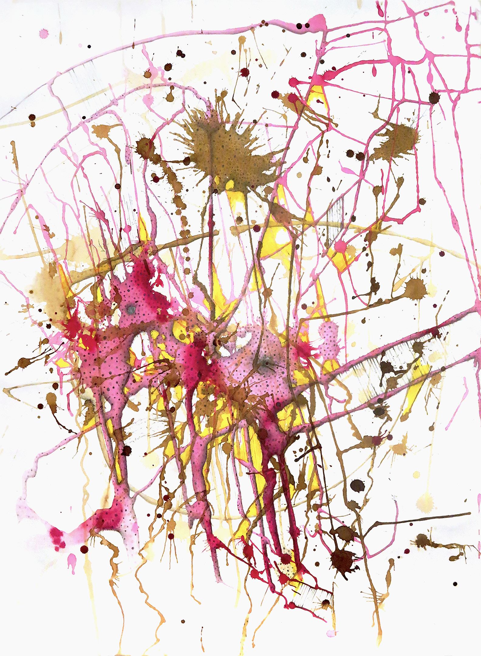 Big Drawing #10, 2018, 30"x22", coffee, pencil and color ink