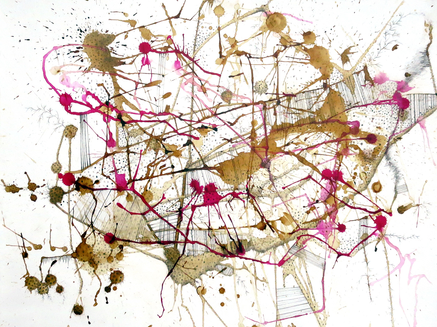 Big Drawing #5, 2015, 18"x24", coffee, pencil and color ink