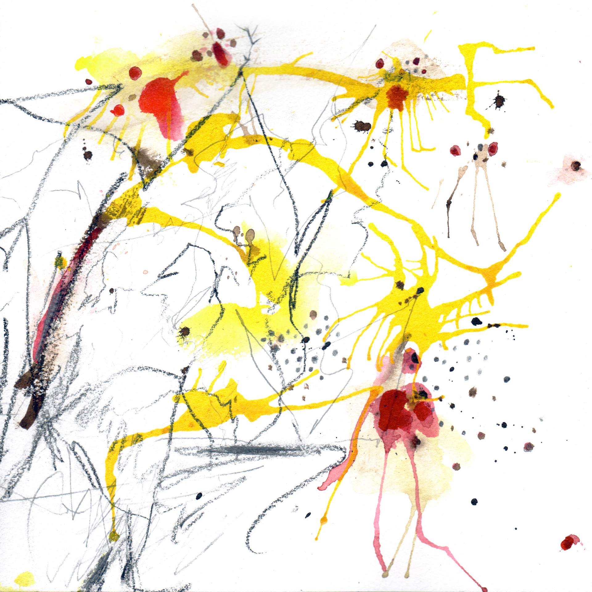 Part of Moving Drawing #1 Project – NC8x8 Drawing #7, 2021, 8"x8", pencil and color ink