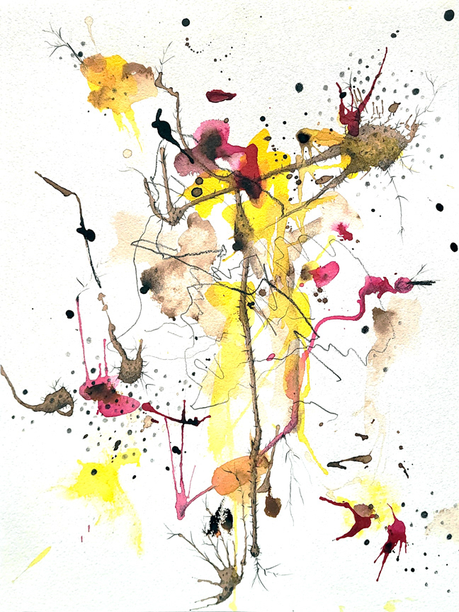 NC Drawing #7, 2021, 12"x9", pencil and color ink