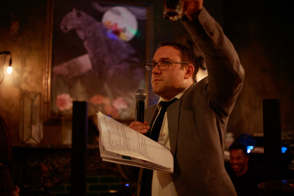 Best man raises a toast to the happy couple