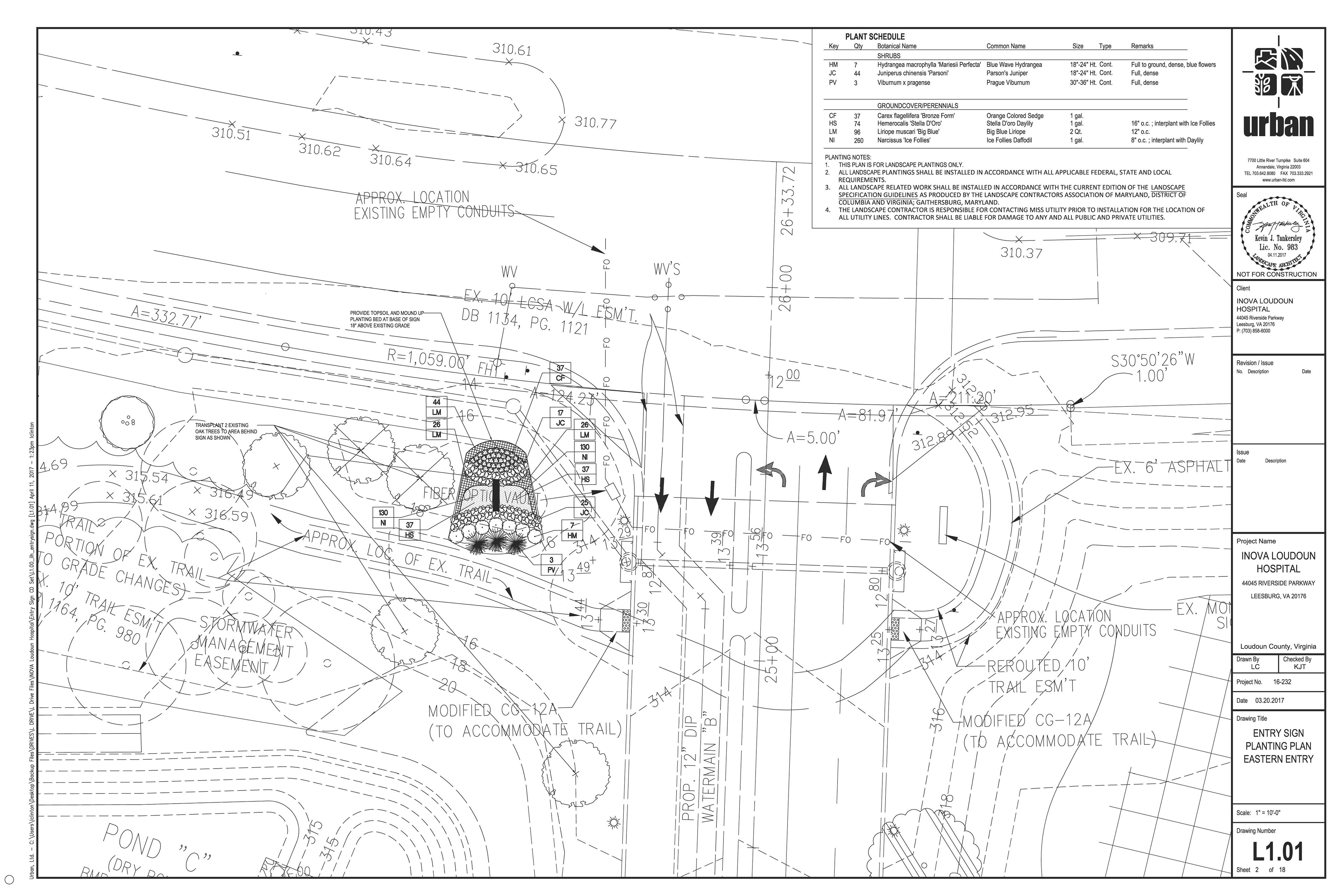 entry sign planting plan eastern entrance