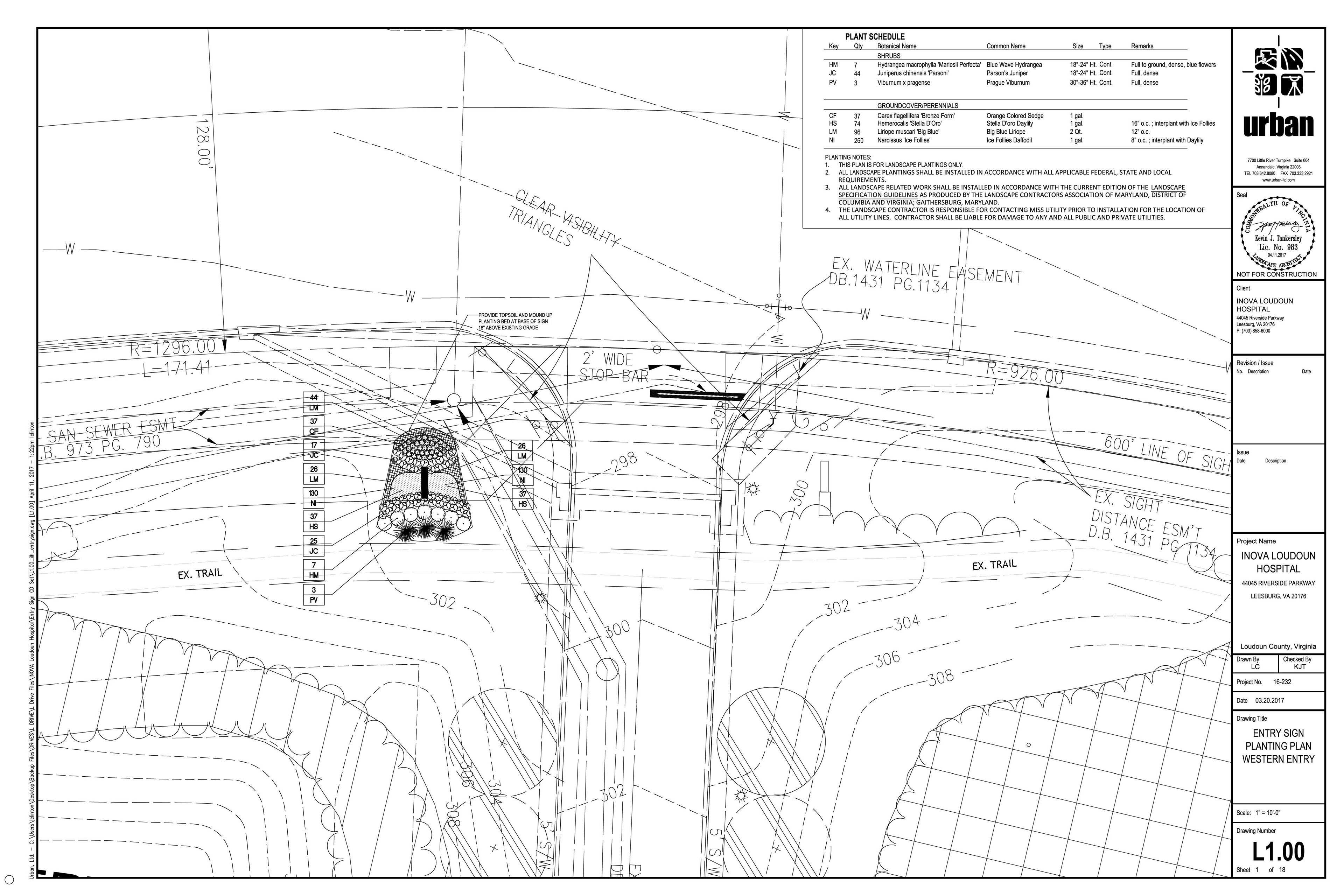 entry sign planting plan western entrance