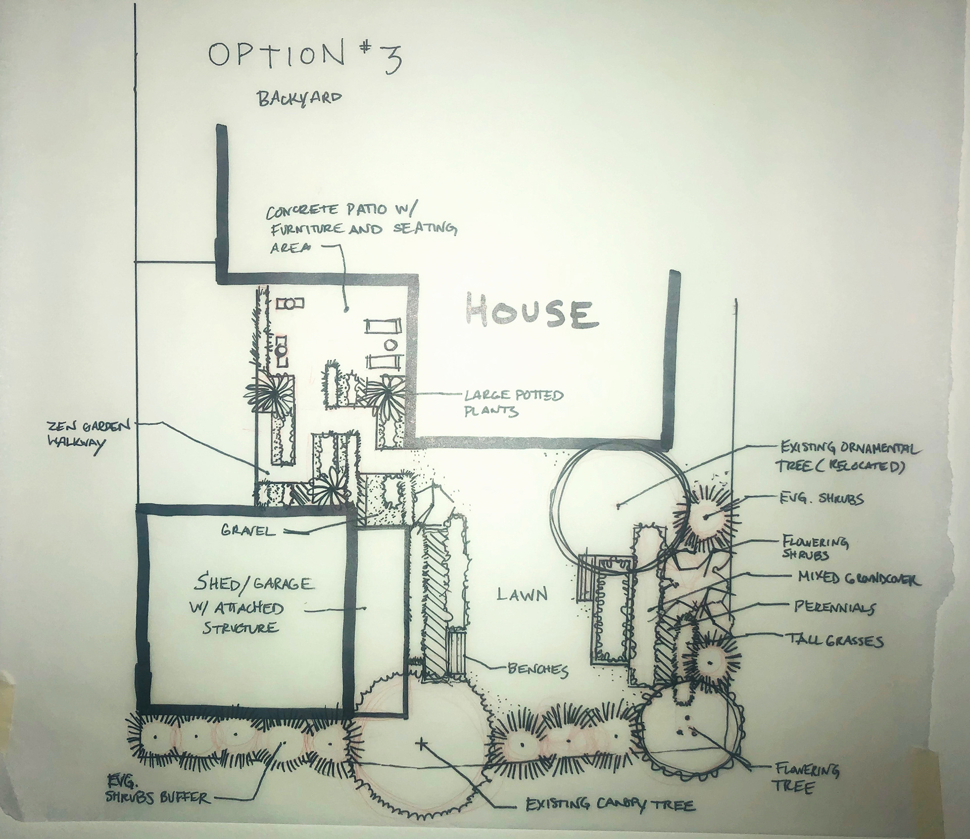 backyard sketch design - option 3