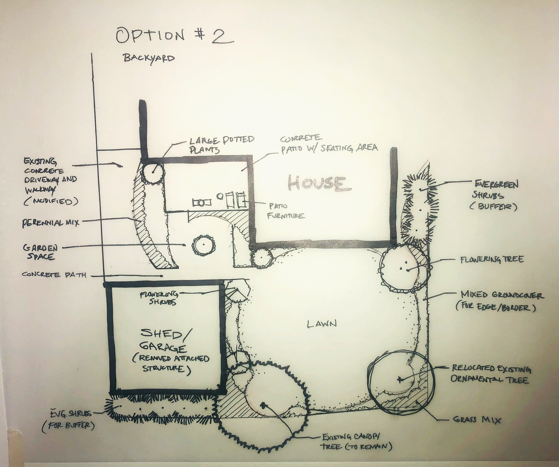 backyard sketch design - option 2