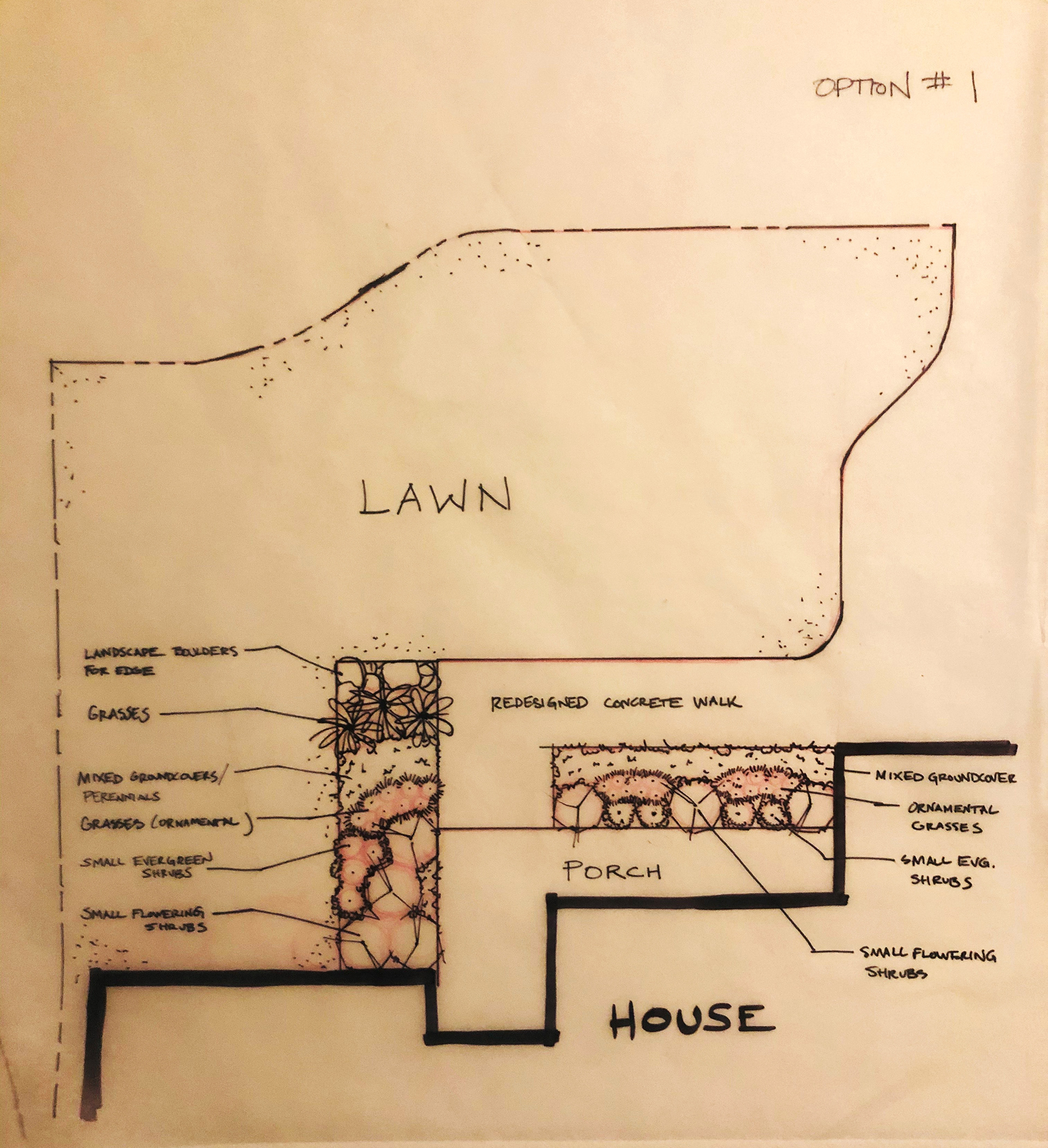 front yard sketch design - option 1
