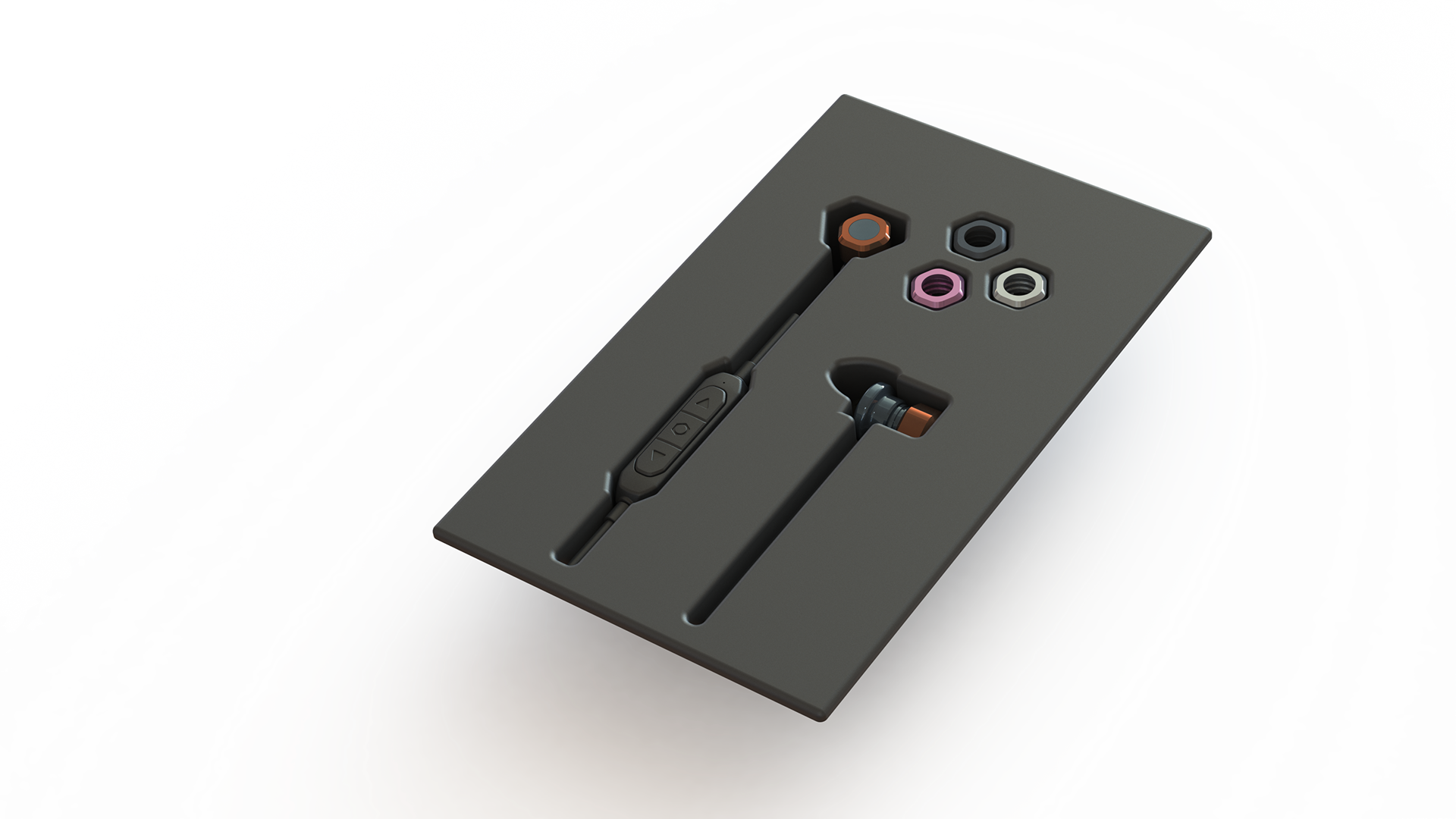 Earbolt featuring the CAD model of the packaging insert to show placement, scale, and feasibility.