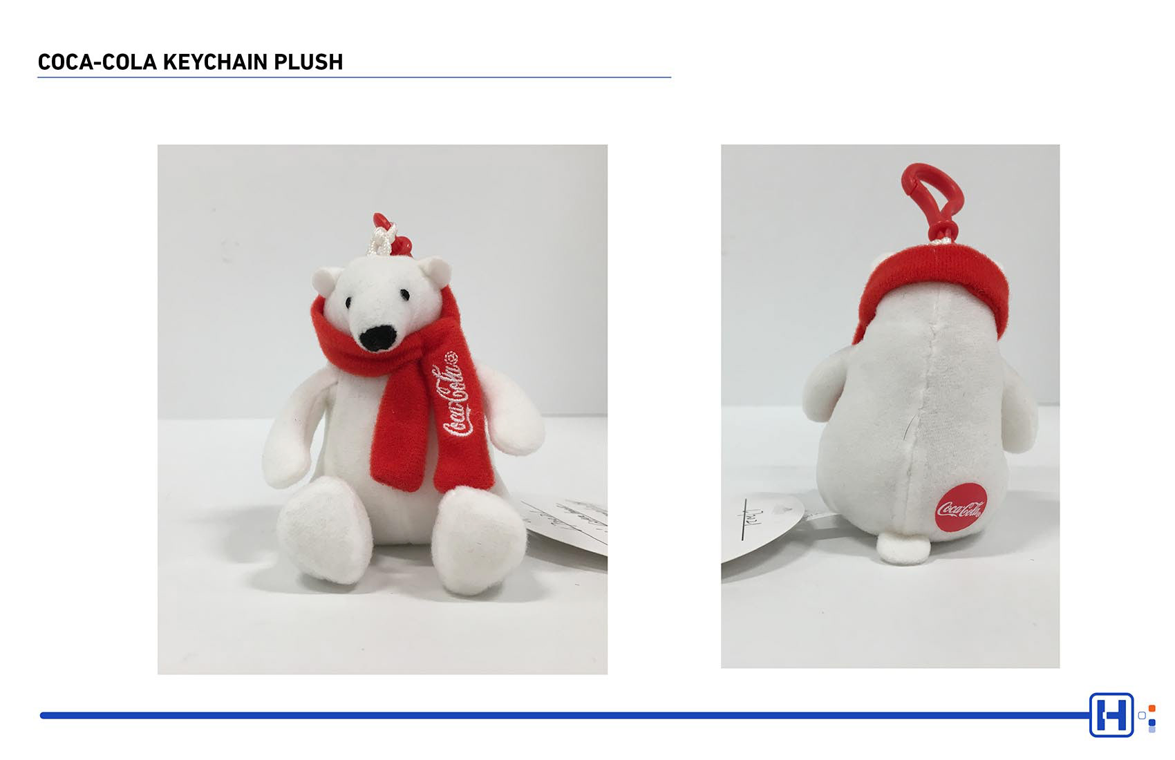 Coca-Colac plush featuring polar bear keychain with scarf 