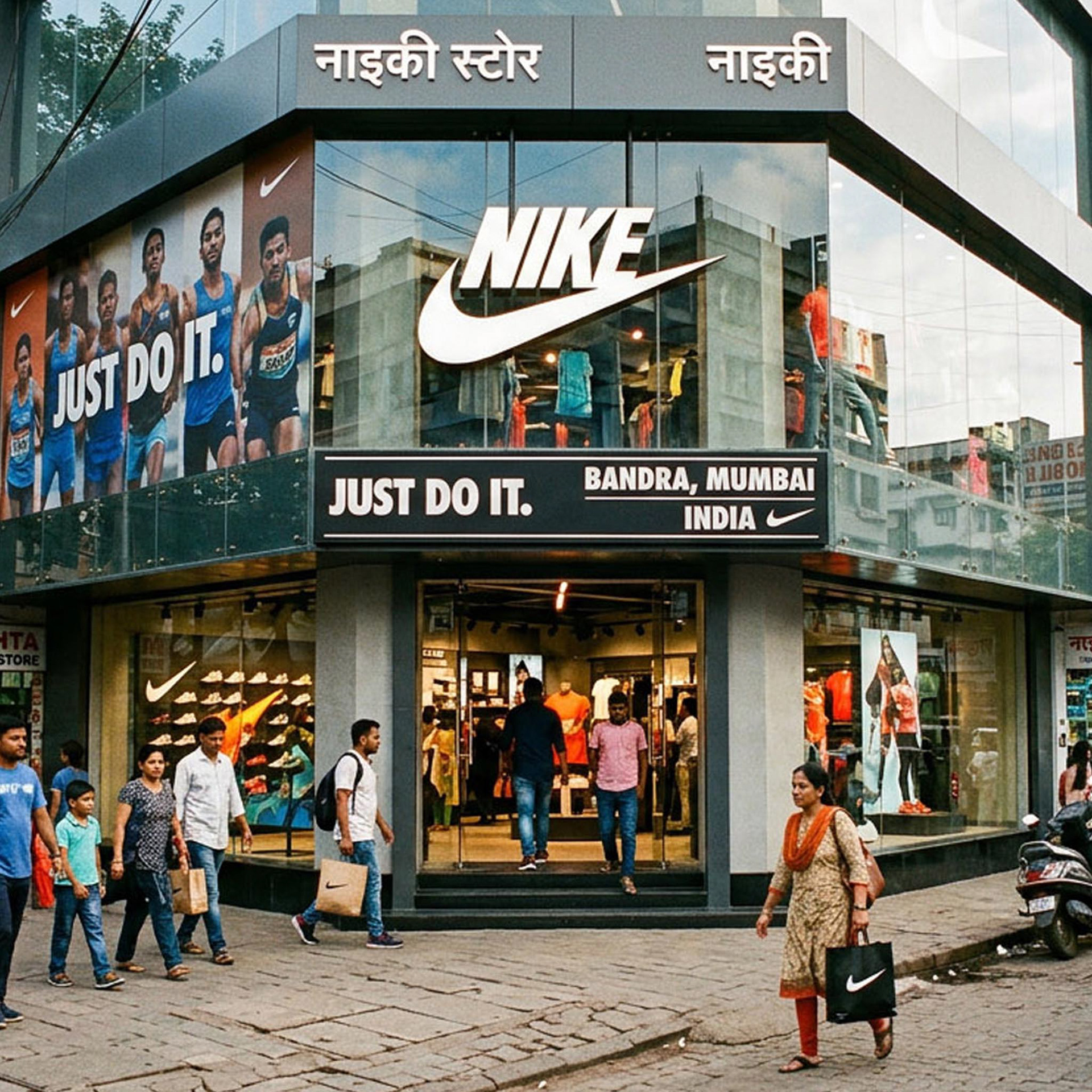 Nike India market entry strategy highlighting a brick and mortar store.