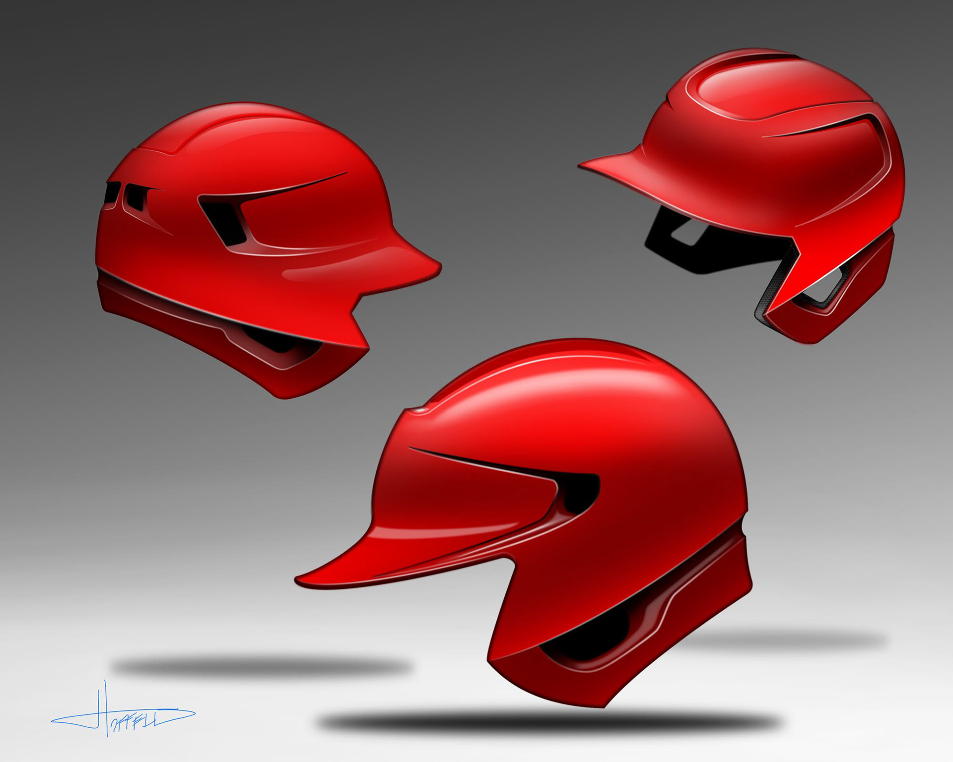 Baseball Helmet design featuring a form study using photoshop 
