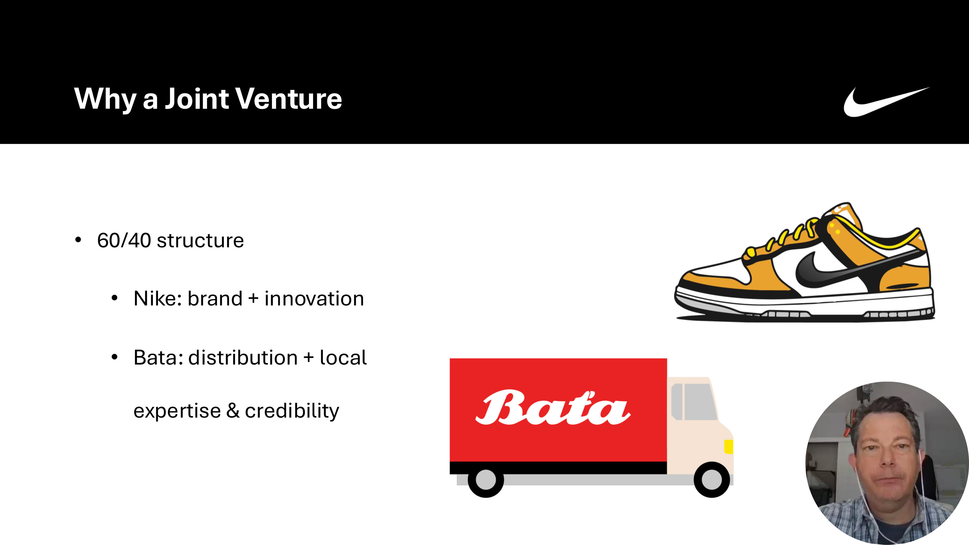 Nike India market entry strategy highlighting a joint venture with Bata