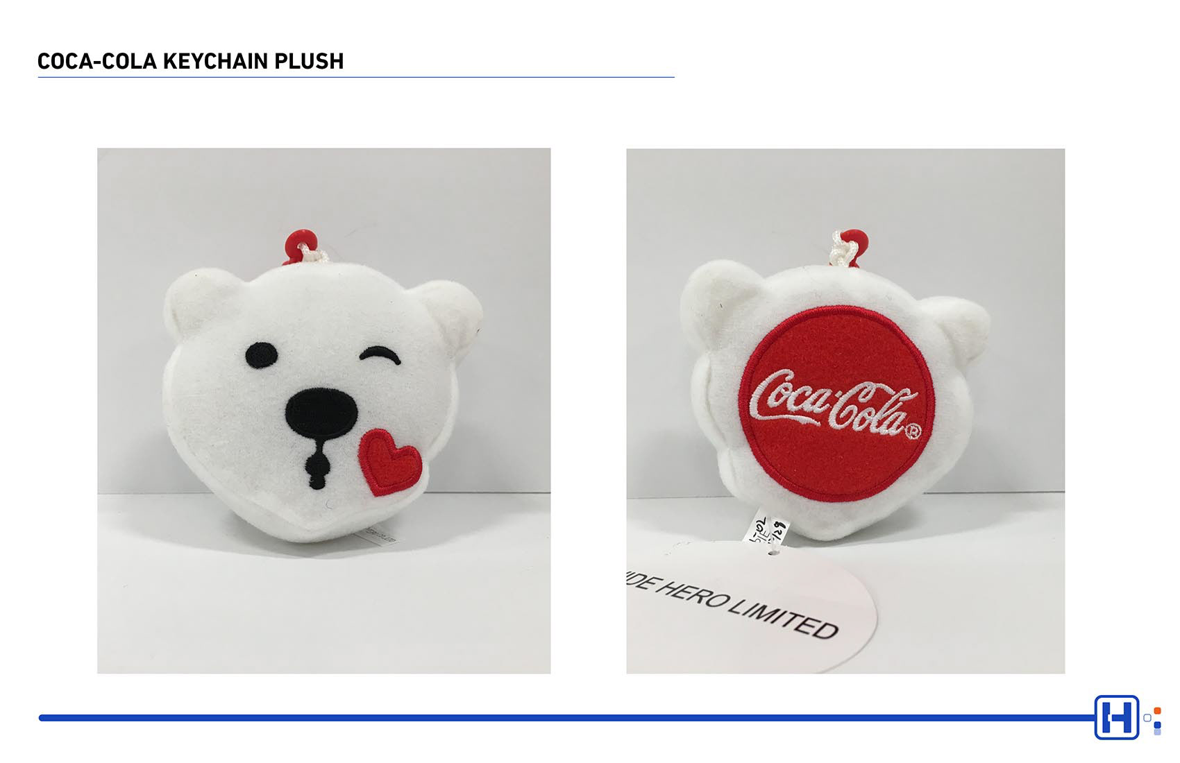 Coca-Colac plush featuring polar bear keychain