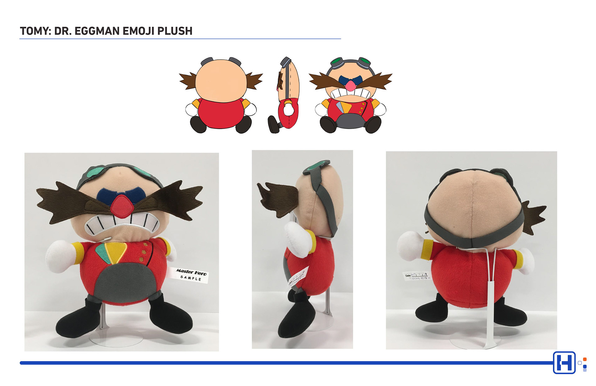 TOMY SEGA Sonic plush featuring Dr. Eggman emoji sketch and prototype turns
