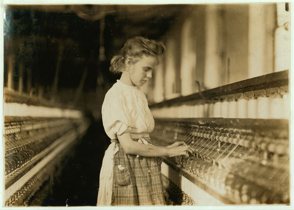 Girl in Cherryville Mill. Location: Cherryville, North Carolina / Photo by Lewis W. Hine.
