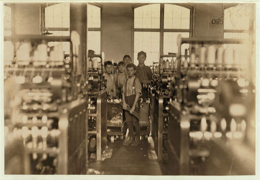 Young doffers in Mollahan Mills, Newberry, S.C. Dec. 3/08. Witness, Sara R. Hine. Location: Newberry, South Carolina / Photo by Lewis W. Hine.