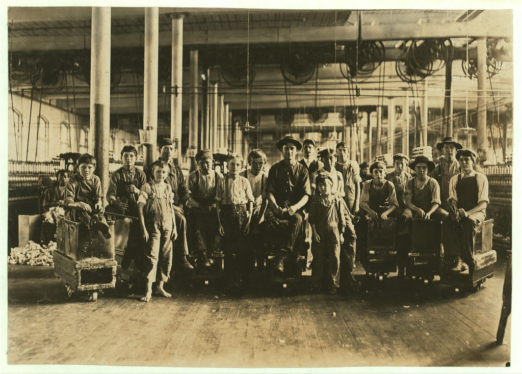 A few of the doffers and sweepers in the Mollahan Mills. Witness Sara R. Hine. Dec. 3, 1908. Location: Newberry, South Carolina.