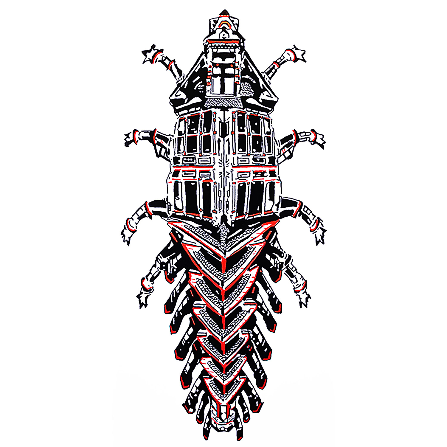 Victorian Beetle #20, Acrylic on Canvas, 18x36, 2023