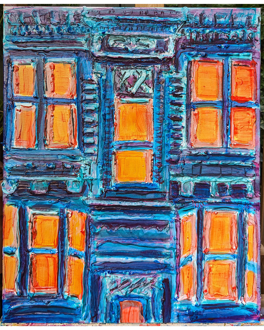 SOLD "All Nighter", mixed media on canvas, 16x20in, 2023