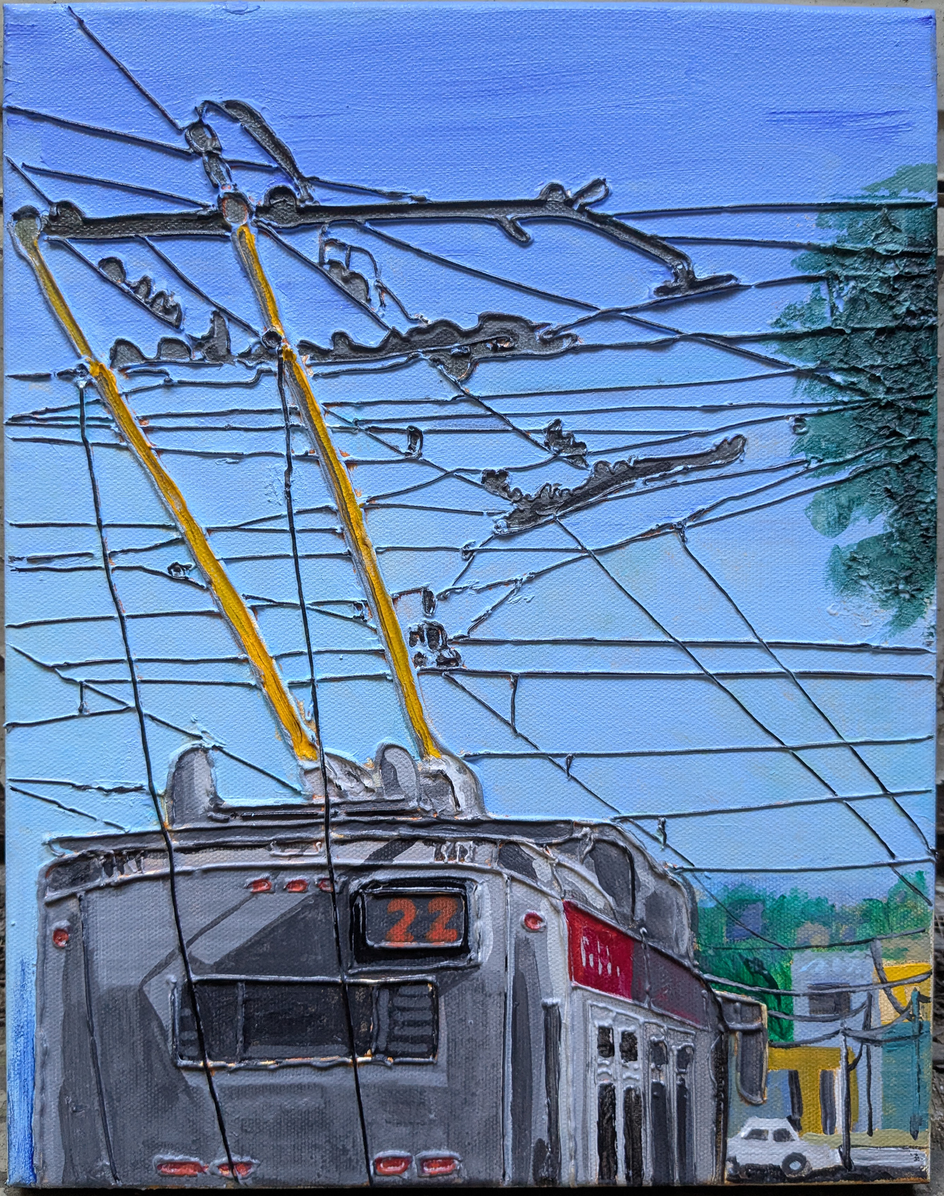 22 on Duboce, Acrylic and mixed media on canvas, 11x14in, 2025