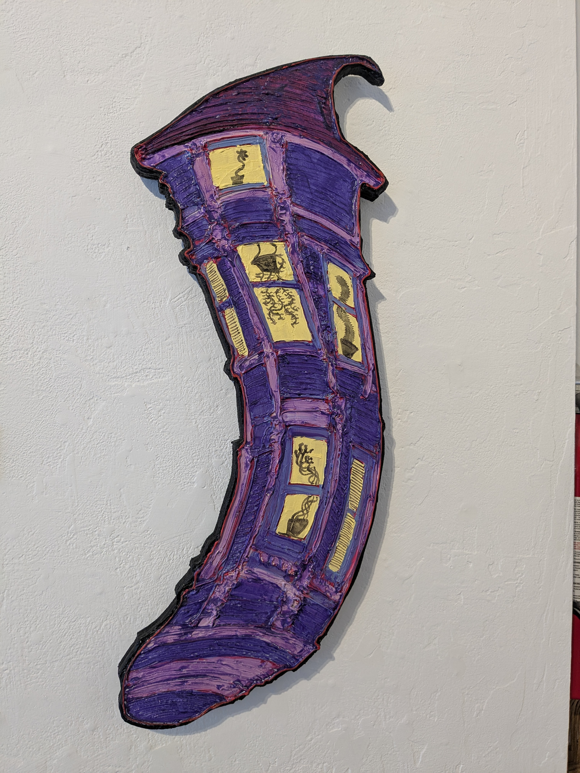 "Wavy Victorian #10" Acrylic & mixed media on wood 14x25in 2025