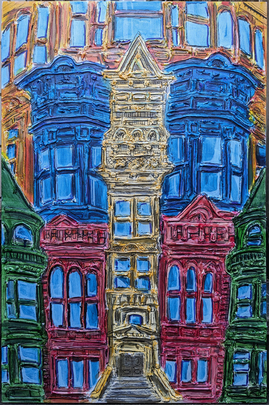 SOLD "Fell & Pierce", mixed media on canvas, 24x36in, 2023