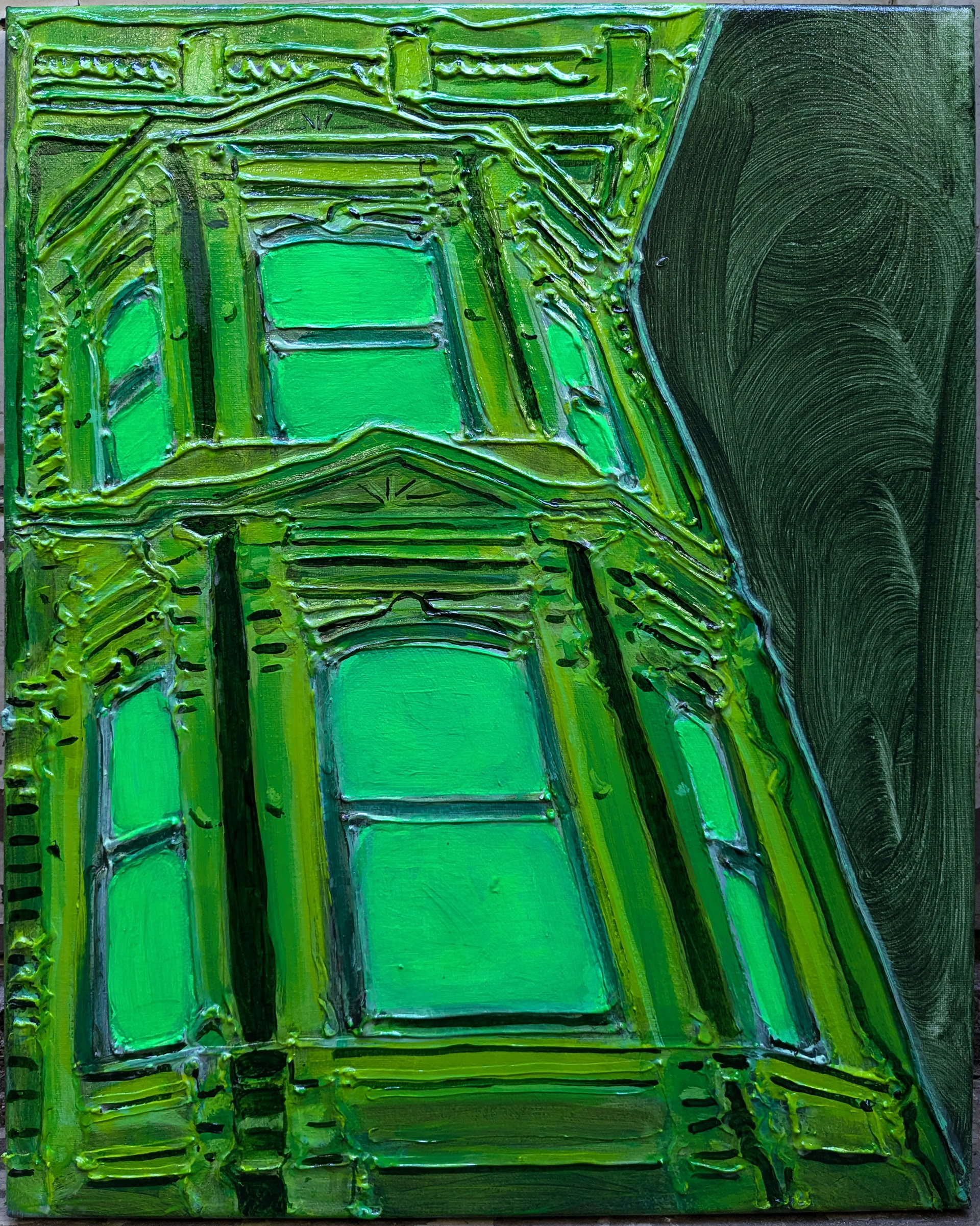 "Green", Acrylic & mixed media on canvas, 16x20in, 2024