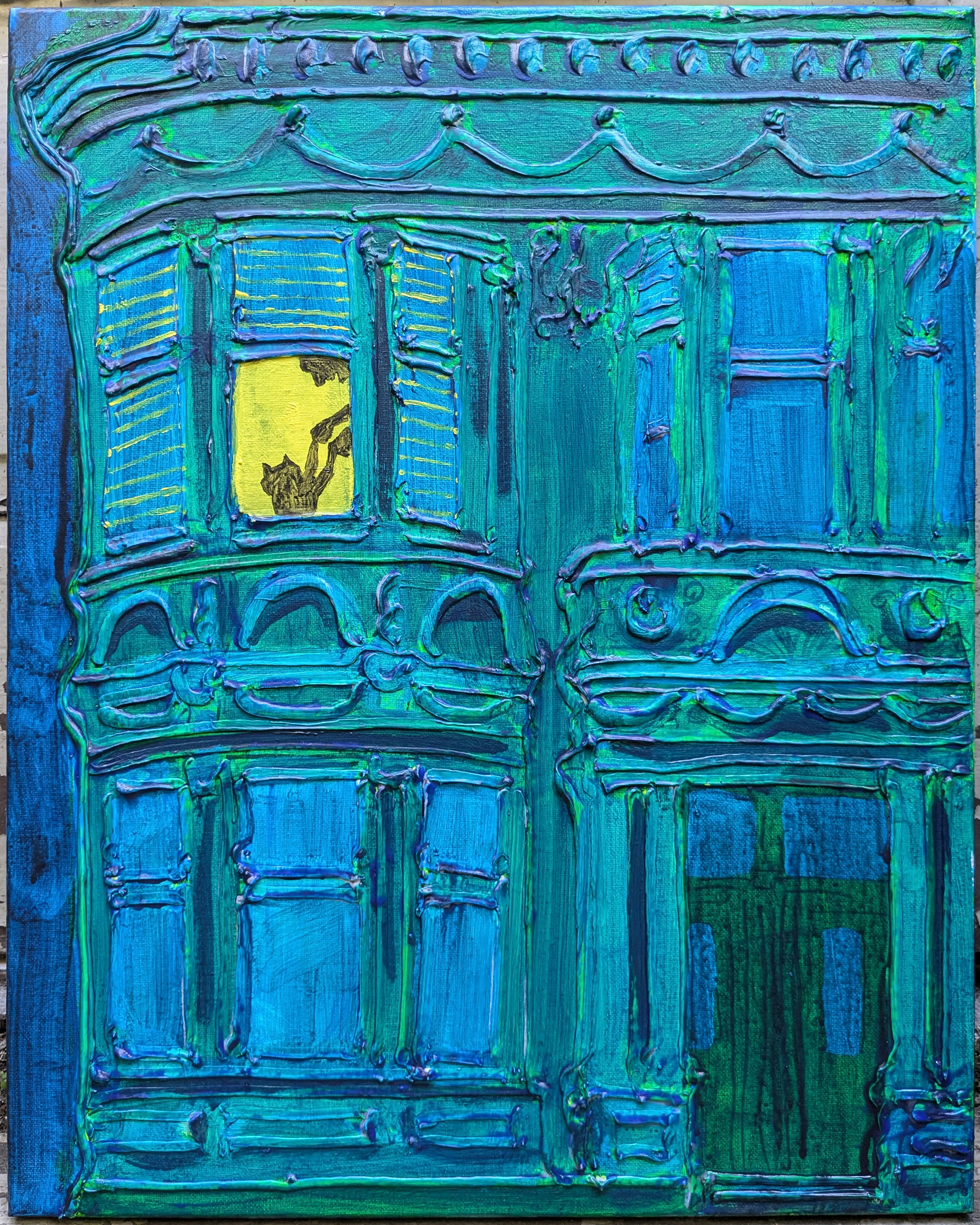 "Dance Off" Acrylic & mixed media on Canvas, 16x20", 2024 