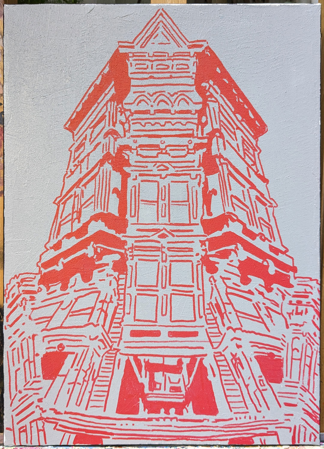 SOLD "Baker & Page", mixed media on canvas, 12x16in, 2023