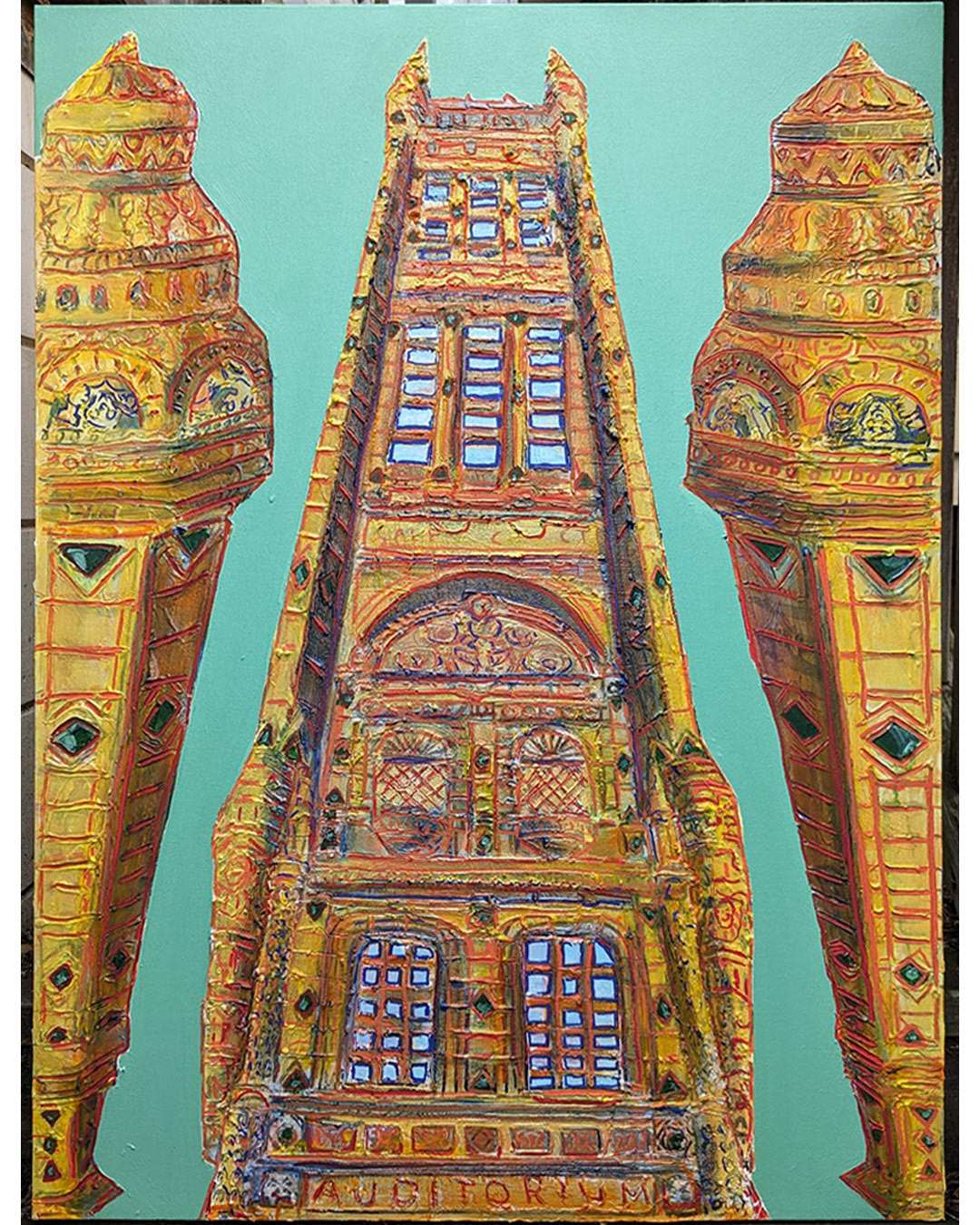 SOLD "Fell & Van Ness", mixed media on canvas 30x40in, 2023