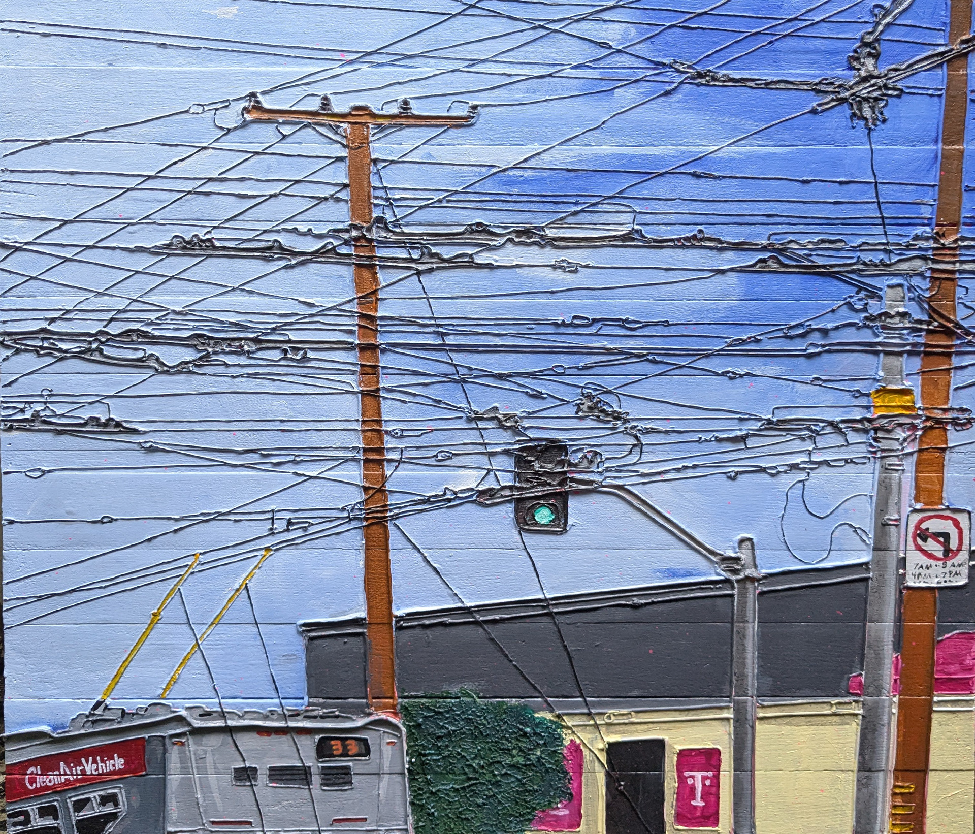 33 on 16th, Acrylic and mixed media on canvas, 25x25in