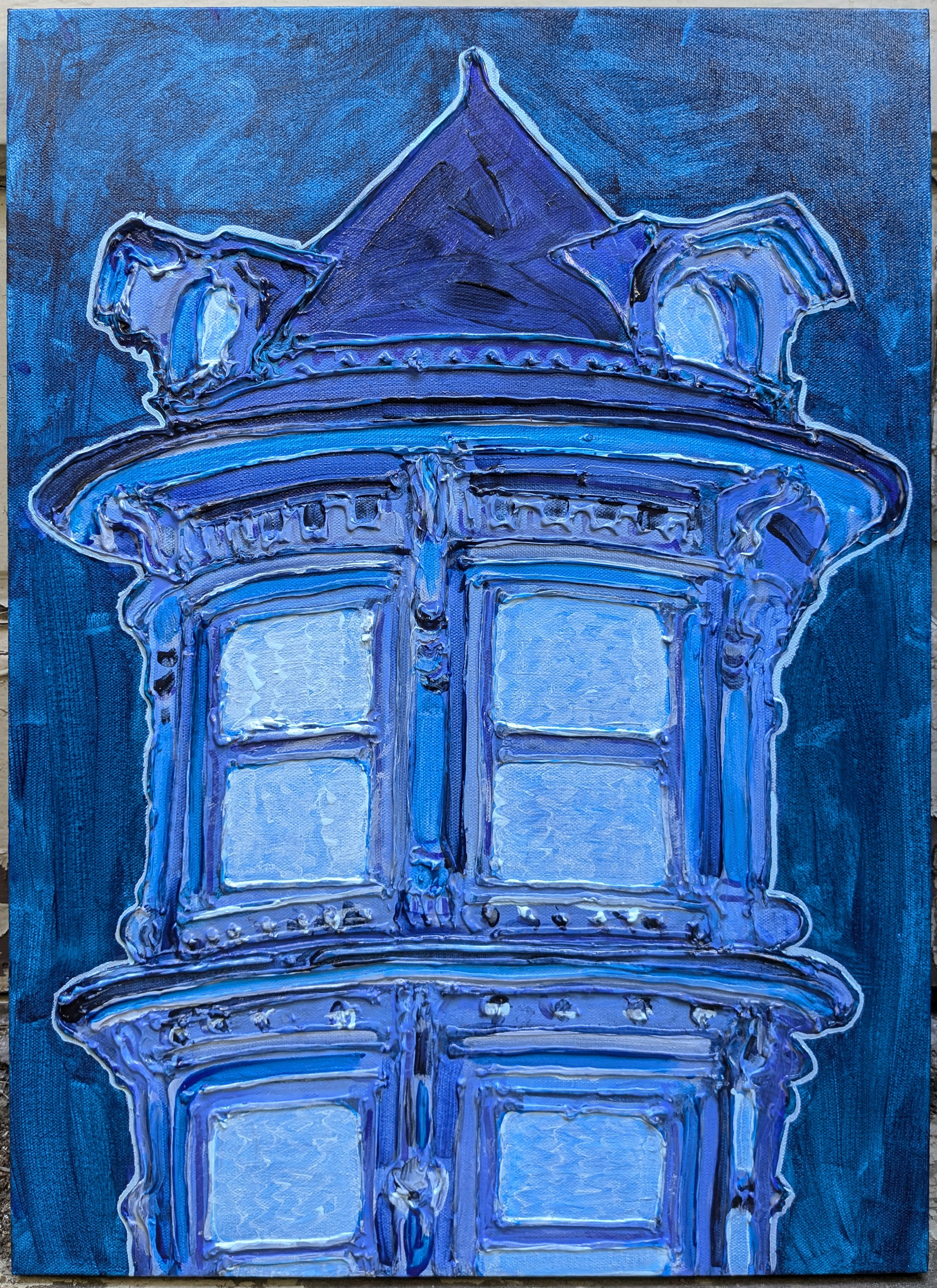 "Blue", Acrylic & mixed media on canvas, 18x24in, 2024