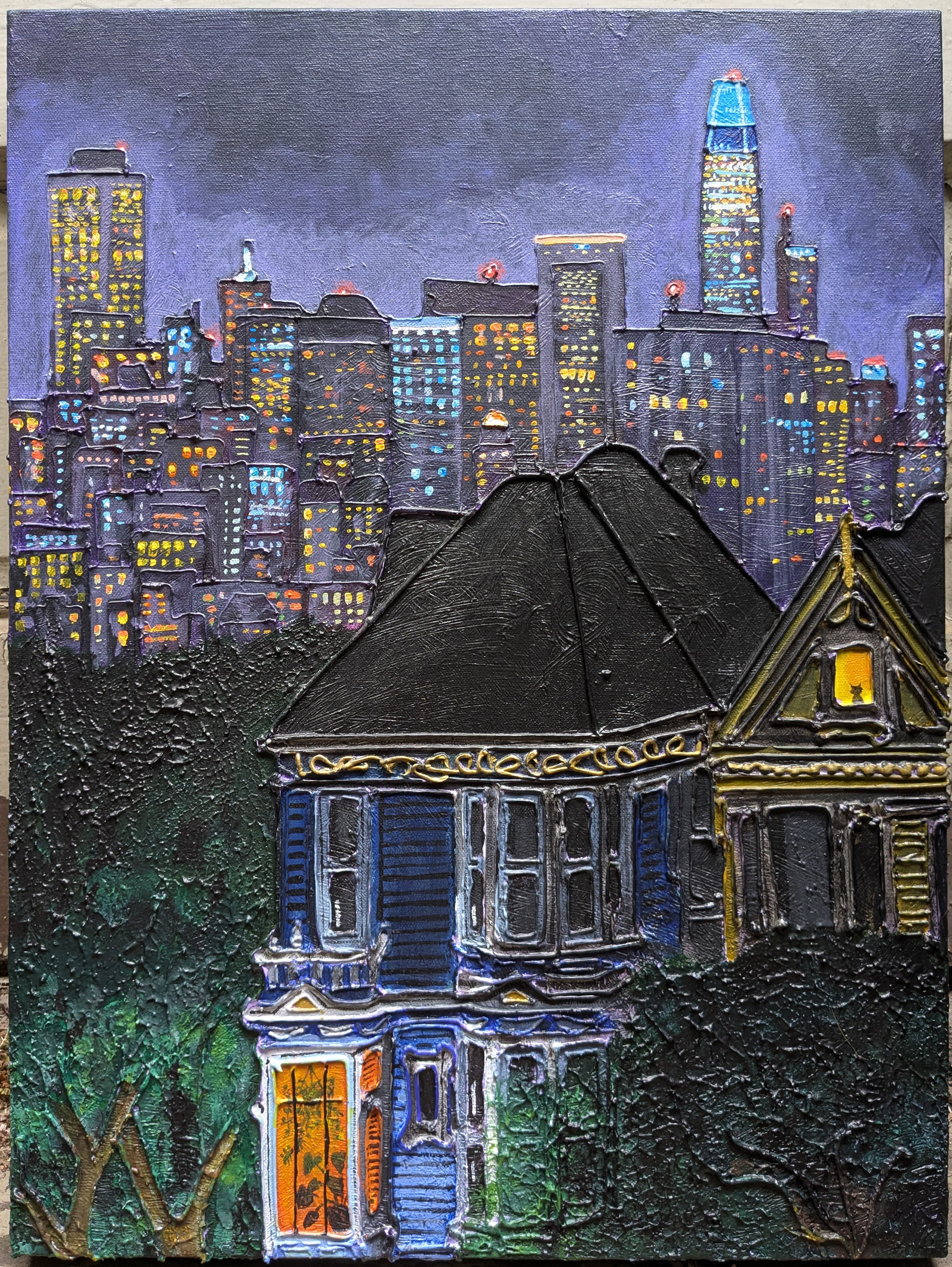 "The New Ladies, Acrylic & mixed media on canvas, 18x24in, 2025
