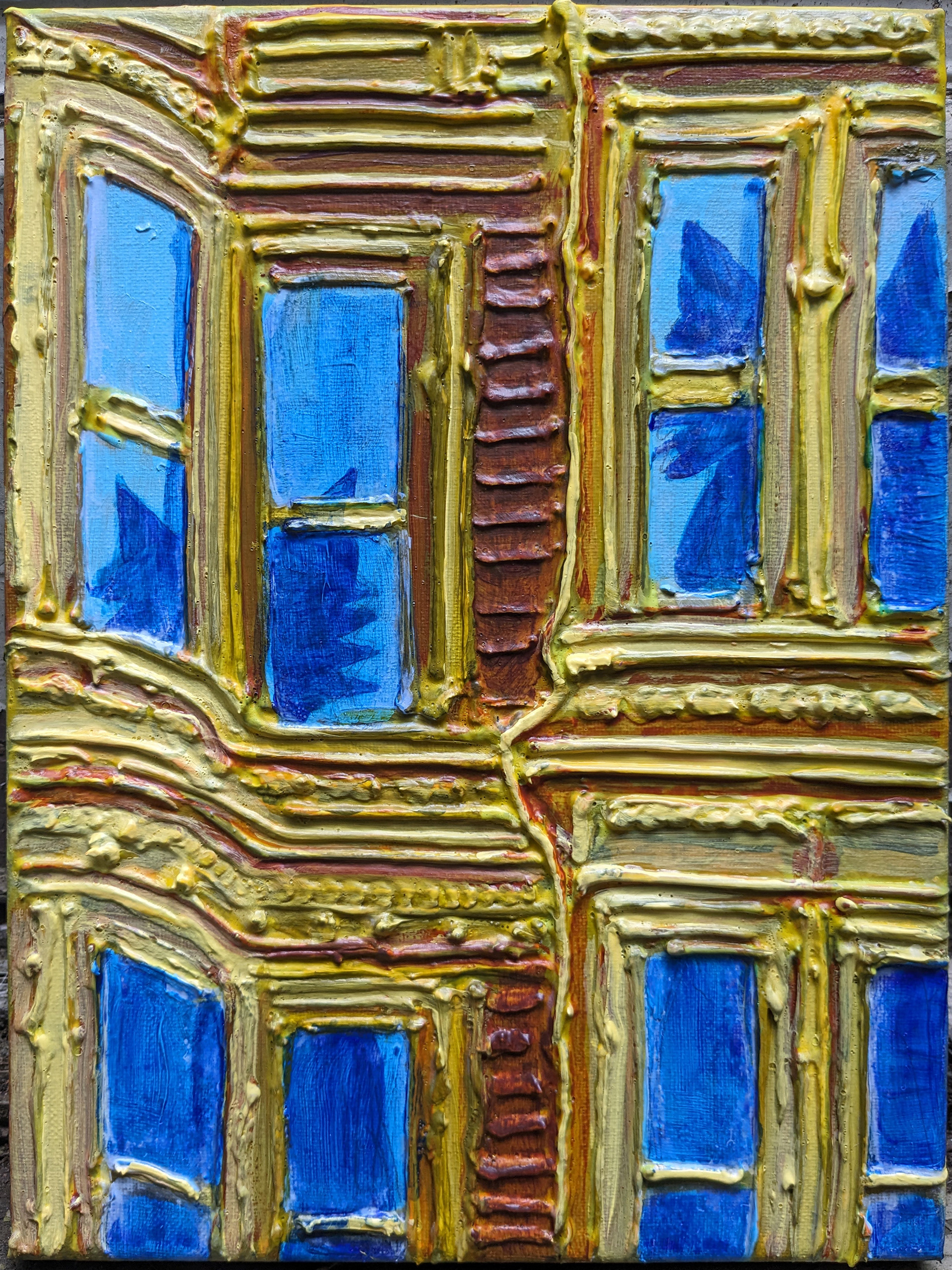"Could you cat-sit for me?", acrylic & mixed media on canvas, 9x12in, 2024