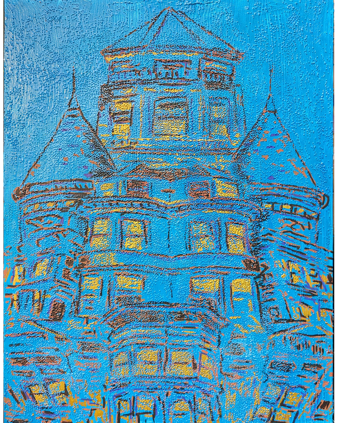 SOLD Central & Waller, mixed media on canvas, 18x24in, 2023