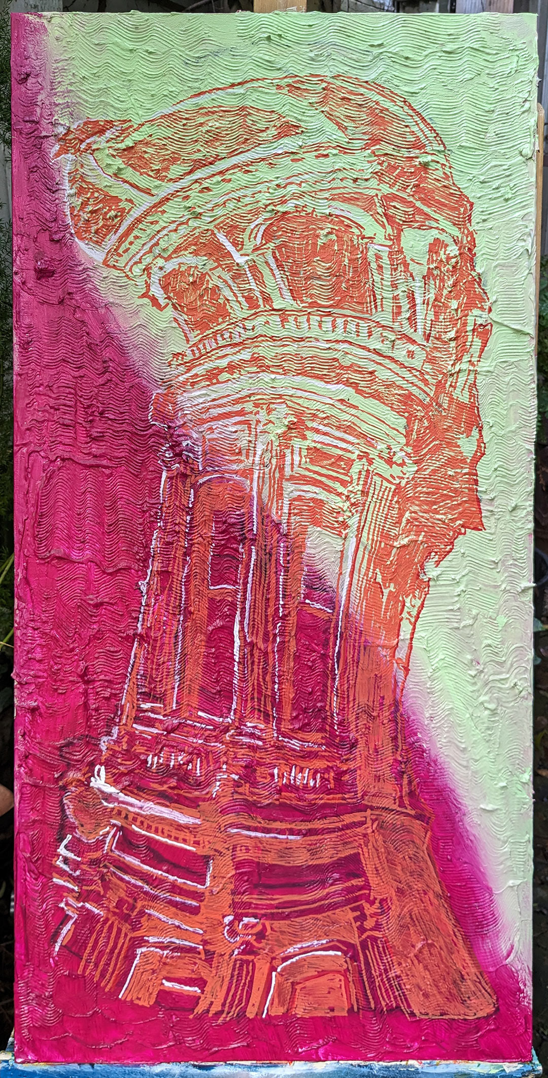 Wavy Victorian #7, Mixed Media on Canvas, 18x36, 2023