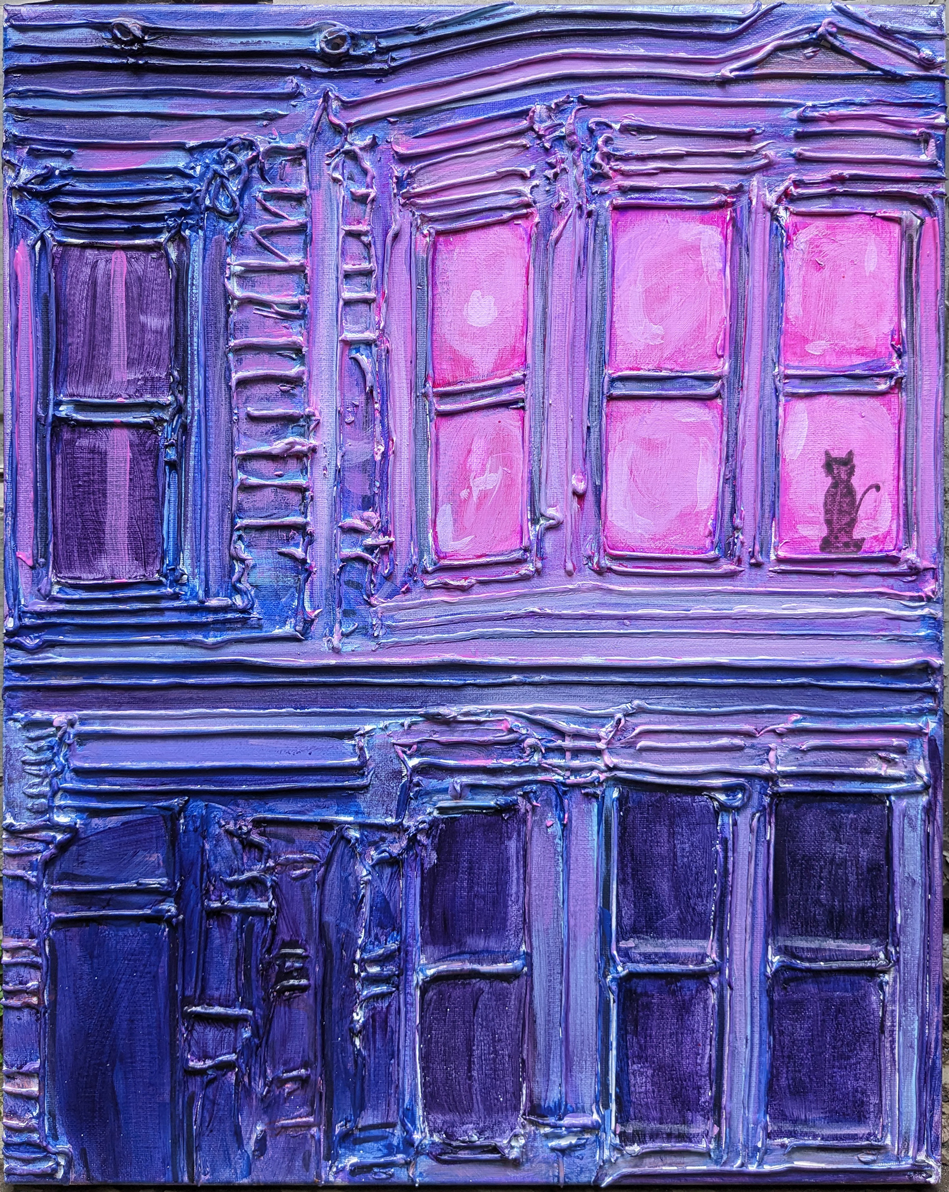 SOLD "I bet they mine bitcoins", acrylic & mixed media on canvas, 16x20in, 2024