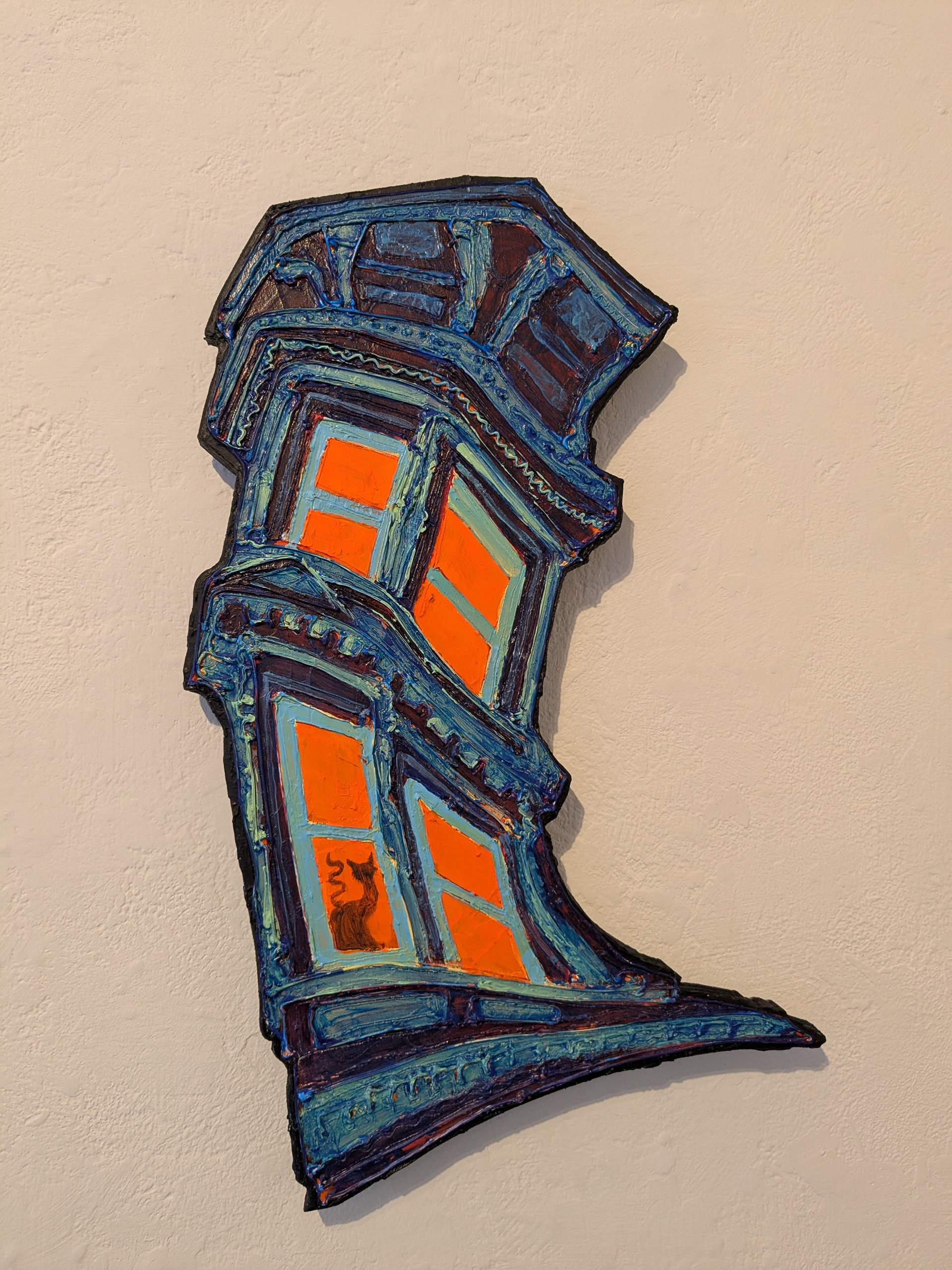 Wavy Victorian #9, 2025, Acrylic & Mixed Media on Wood, 11.5x21in