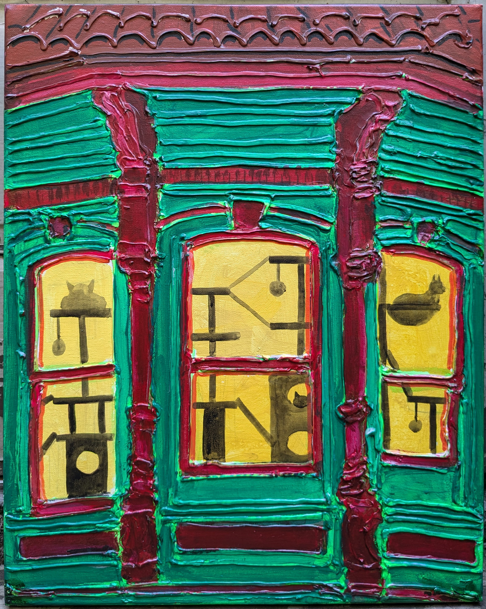 "Fortified", Acrylic & mixed media on Canvas, 16x20", 2024
