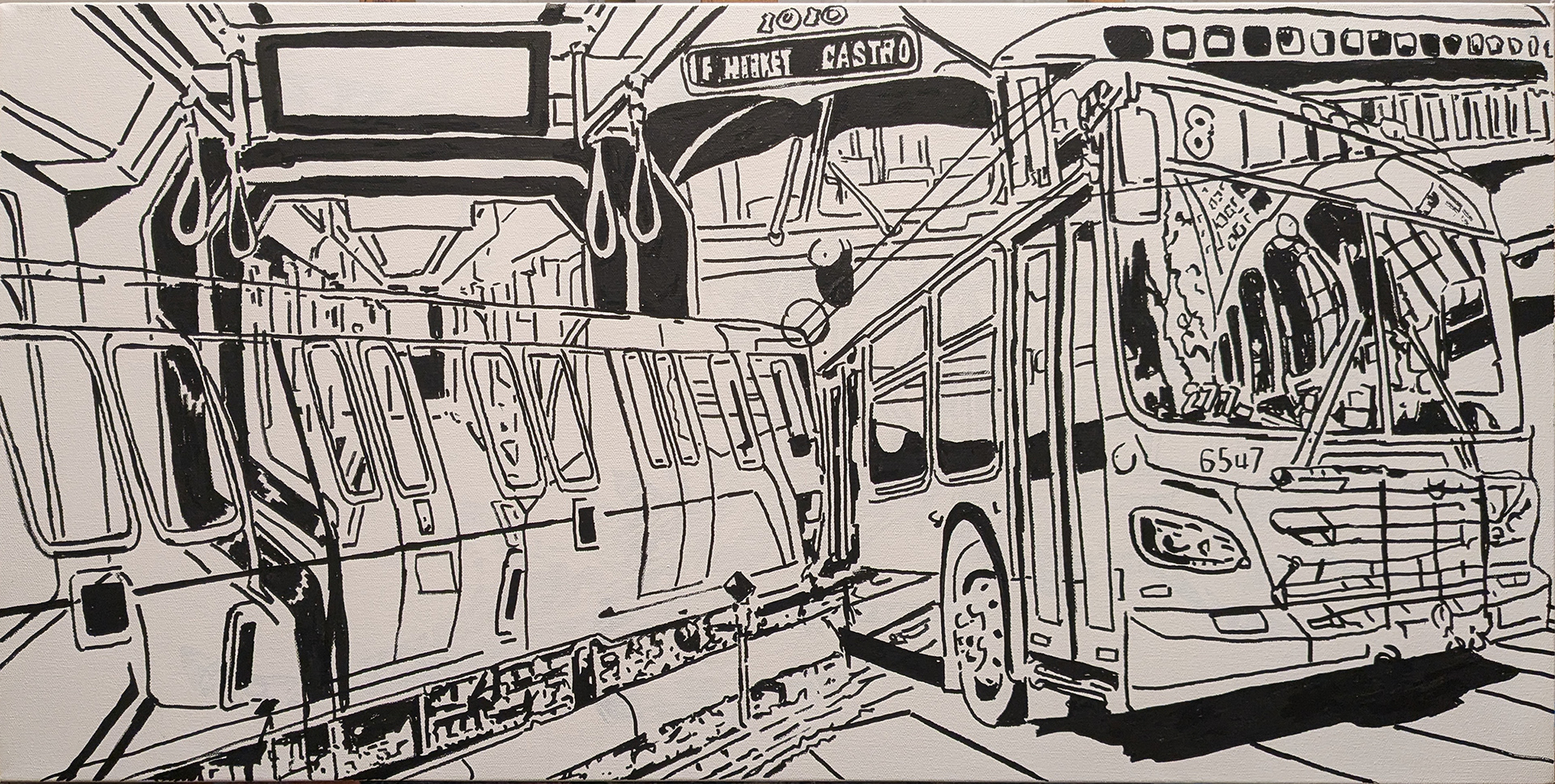 En Route, Acrylic on Canvas, 18x36in, 2025
