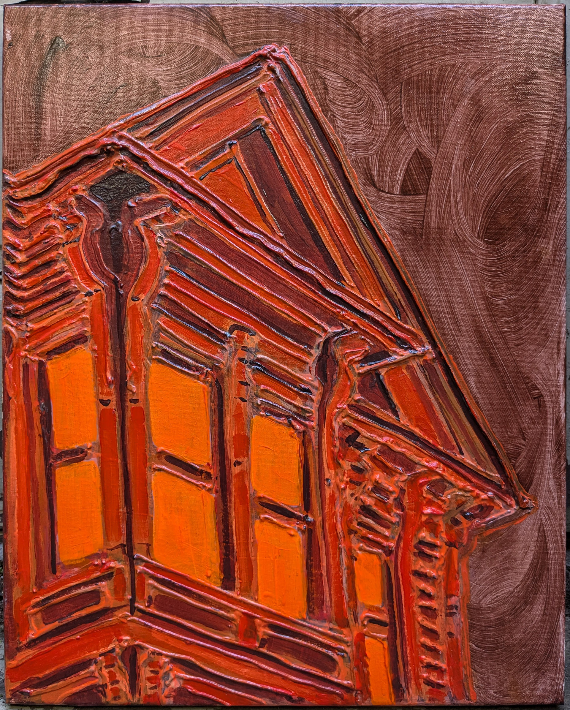 "Orange", Acrylic & mixed media on canvas, 16x20in, 2024
