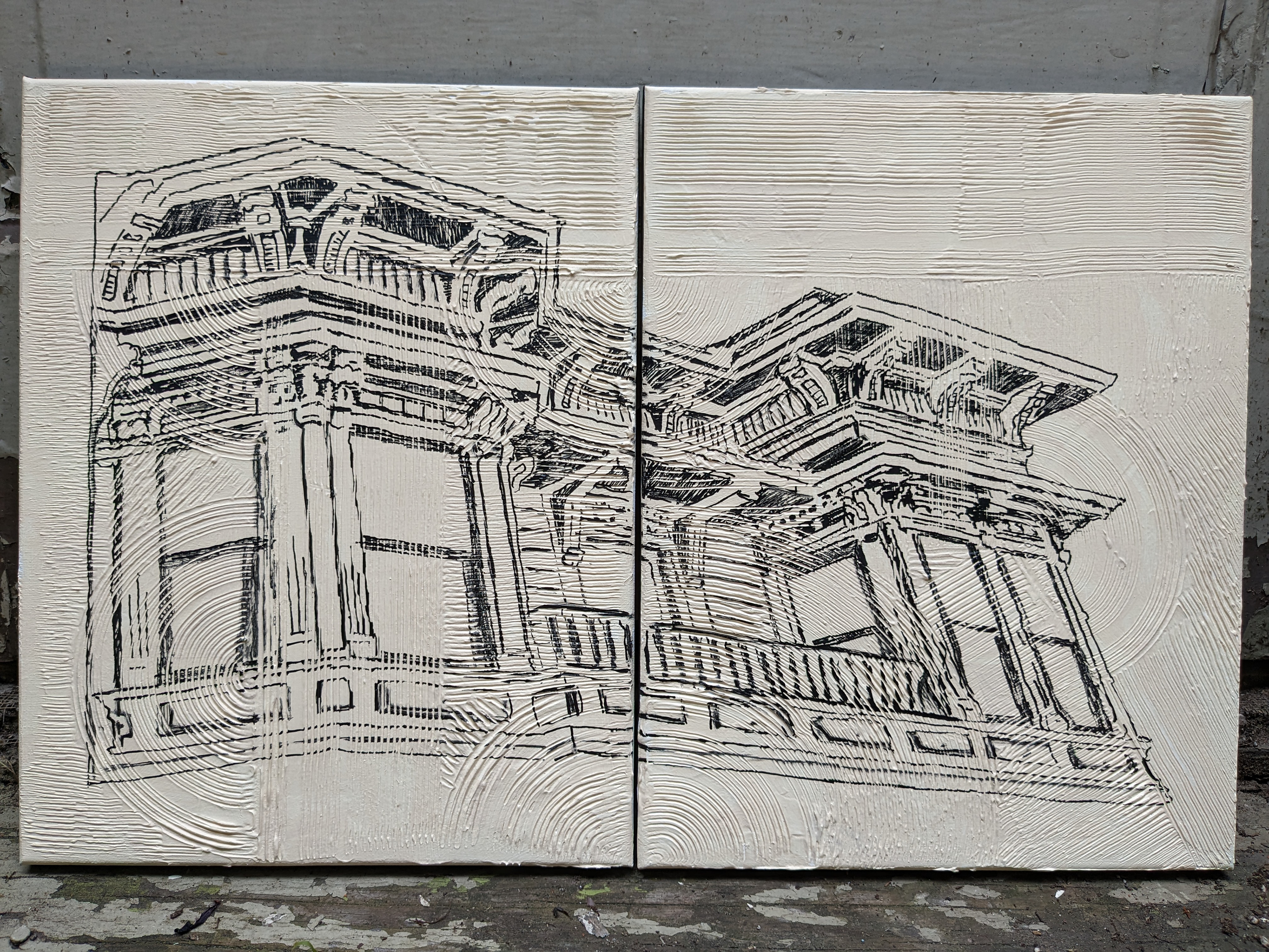 "Vibrations #6 (Diptych)", Mixed Media on Canvas, 11x14 ea. , 2023