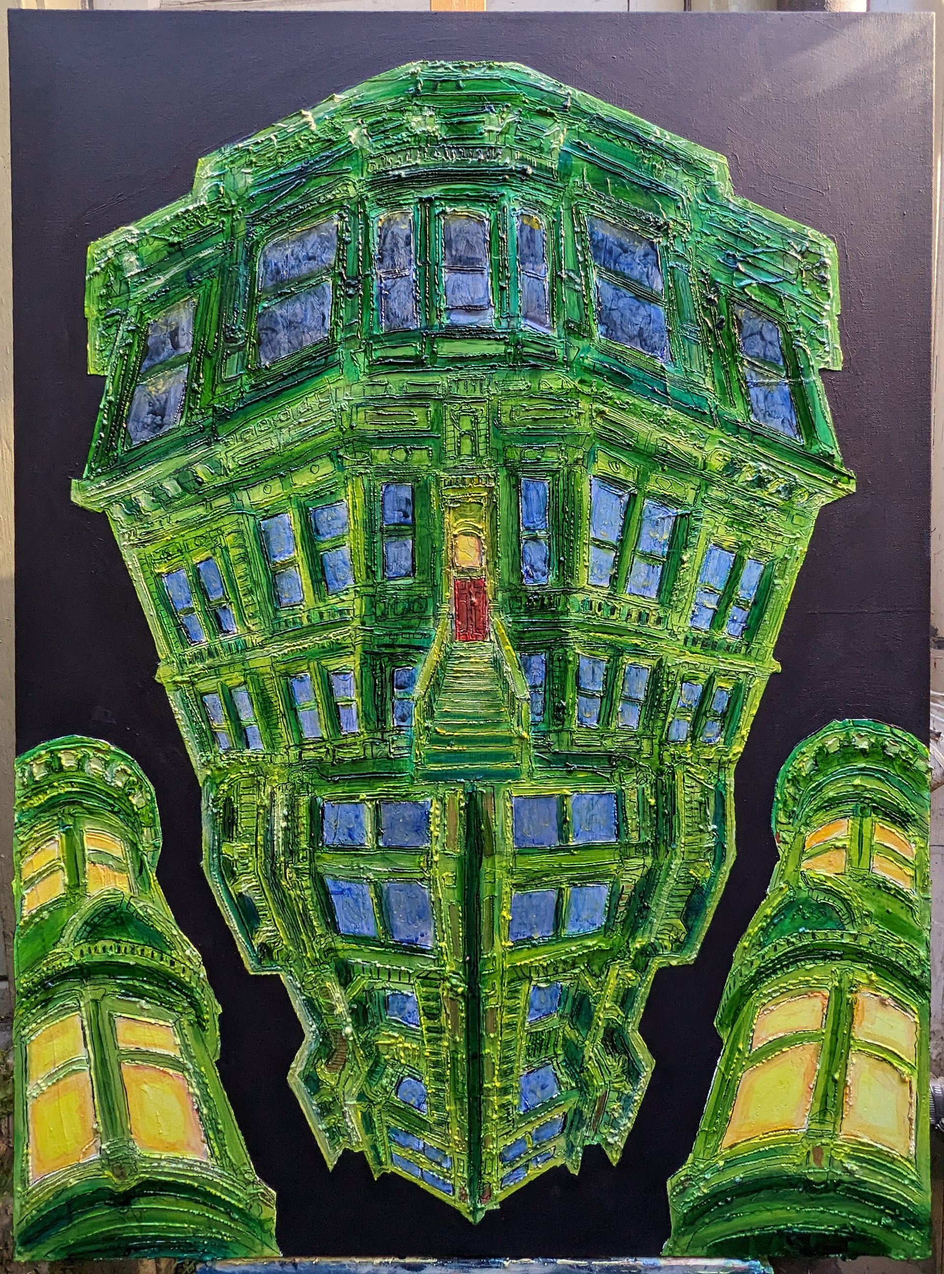 "Webster & Hickory", mixed media on canvas, 30x40in, 2023