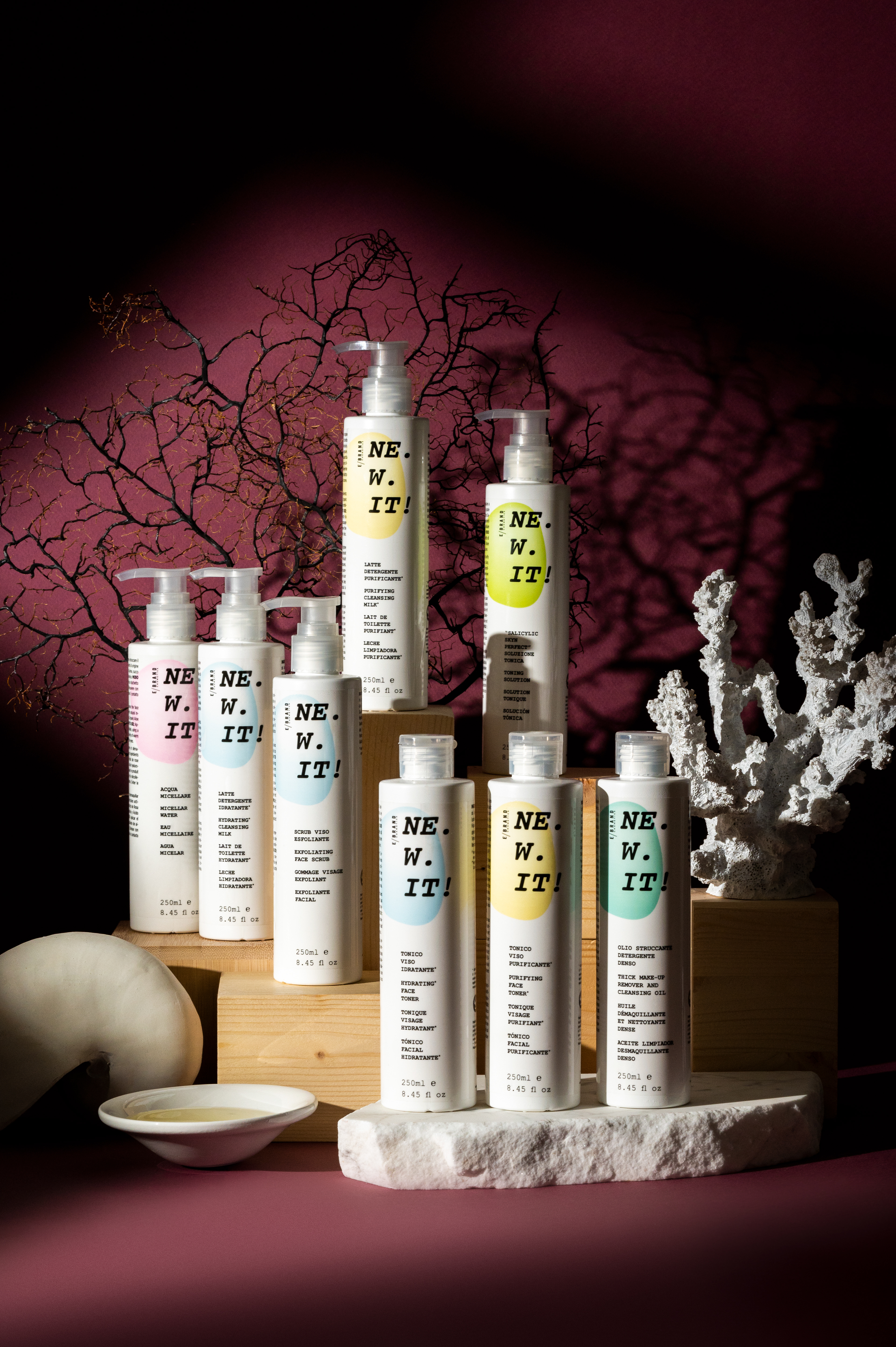 I prodotti della linea "NE.W.IT"  dedicati alla detersione viso